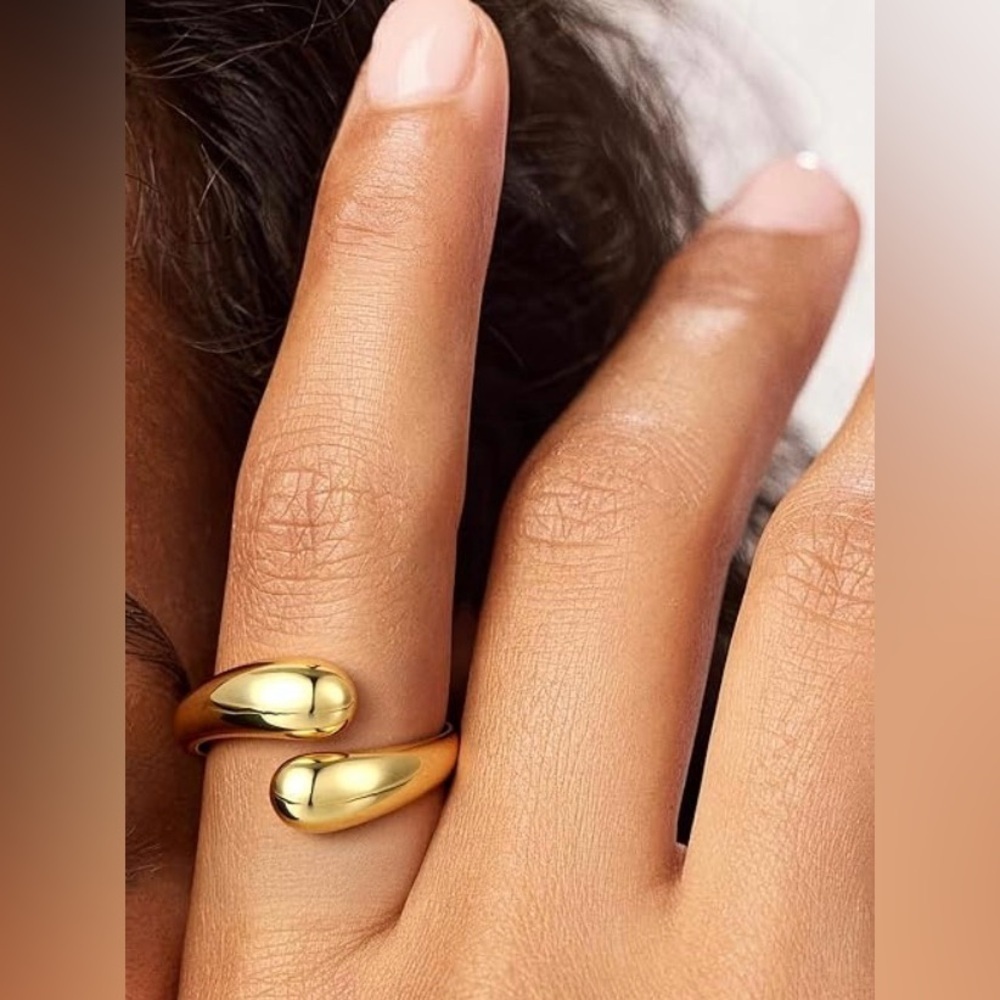 Gold Water Drop Ring (7407) - Picture 3 of 3